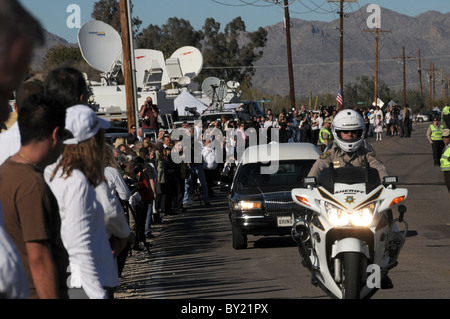 Die Beerdigung von Christina Taylor Green, 8, die bei einem Attentat der Kongressabgeordnete Gabrielle Giffords in Tucson, Arizona, USA erschossen.  Green wurde am 11. September 2001 geboren. Stockfoto