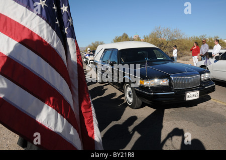 Die Beerdigung von Christina Taylor Green, 8, die bei einem Attentat der Kongressabgeordnete Gabrielle Giffords in Tucson, Arizona, USA erschossen.  Green wurde am 11. September 2001 geboren. Stockfoto