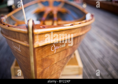 Australien, Tasmanien, Hobart, Sullivans Cove.  Detail von einem Holzboot auf Show während der Wooden Boat Festival in Hobart. Stockfoto