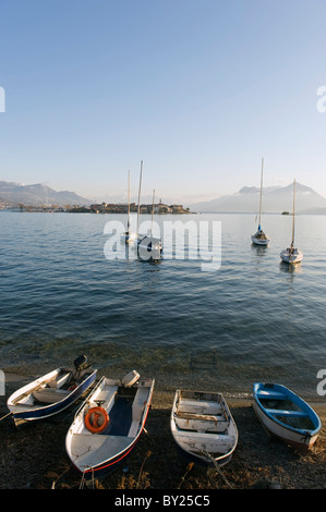 Europa, Italien, Lombardei, Lakes District, Boote am Lago Maggiore Stockfoto