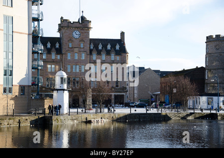 Teil des The Shore, in der Nähe von Leith Docks in Edinburgh, Schottland. Stockfoto