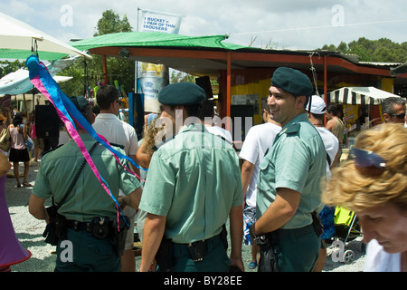 Guardia Civil, patrouillieren "Hippie-Markt", Sant Carles de Peralta, Ibiza, Balearen, Spanien. Stockfoto