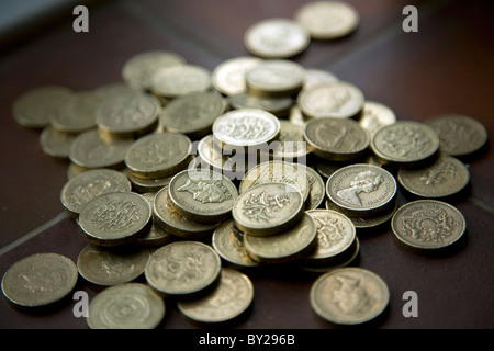 Stapel-Pfund-Münzen Stockfoto