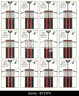 Mackintosh Hundertjahrfeier Plakat Briefmarken Stockfoto