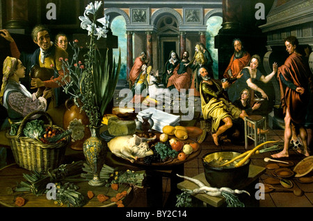 Christus im Haus von Martha und Maria 1553 Pieter Aertsen (1508/09 - 1575 Amsterdam) The, Niederlande, Niederländisch, Stockfoto