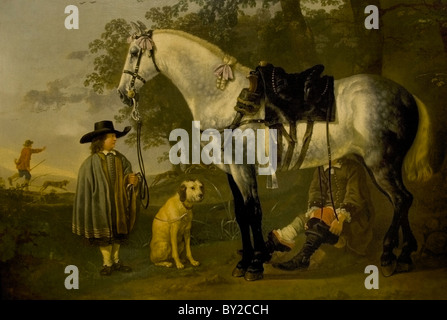 Aelbert Cuyp Niederlande holländische Maler Malerei grauen Pferd in einer Landschaft 1650 Stockfoto