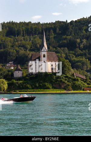 Die Pfarrei und die ehemalige Stiftskirche des Heiligen Primus und Felician, Maria Woerth, Österreich Stockfoto