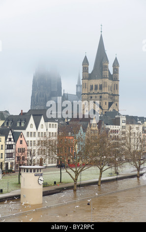 Die überfluteten Stadt Köln im Jahr 2011 Stockfoto