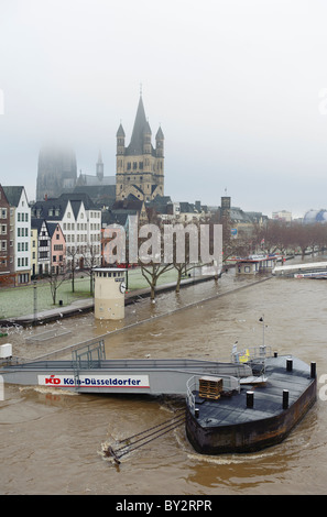 Die überfluteten Stadt Köln im Jahr 2011 Stockfoto