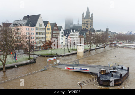 Die überfluteten Stadt Köln im Jahr 2011 Stockfoto