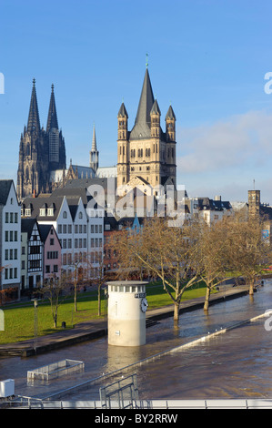 Die überfluteten Stadt Köln im Jahr 2011 Stockfoto