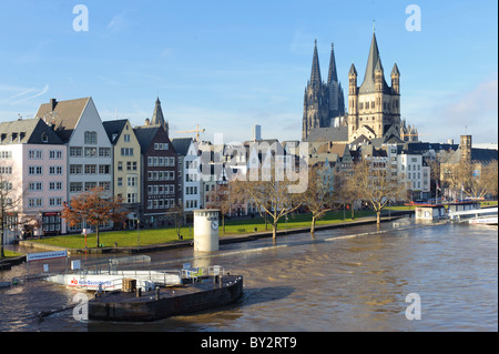 Die überfluteten Stadt Köln im Jahr 2011 Stockfoto