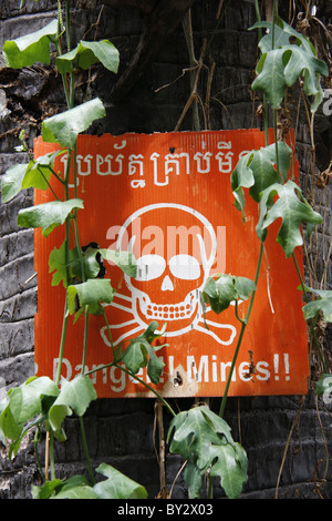 Das kambodschanische Land Mine Museum in der Nähe von Siem Reap, beherbergt eine Ausstellung über die Gefahren von Landminen in Kambodscha. Stockfoto