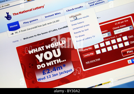 Die Nationallotterie online. Stockfoto