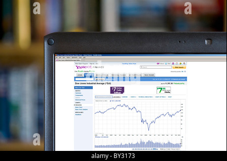 Blick auf 2006 bis 2010 5 jährigen Geschichte des Dow Jones Industrial Average auf der Website von Yahoo Finance, UK Stockfoto