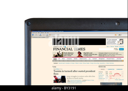 Die Financial Times Online Edition angezeigt auf einem Laptopcomputer, UK Stockfoto