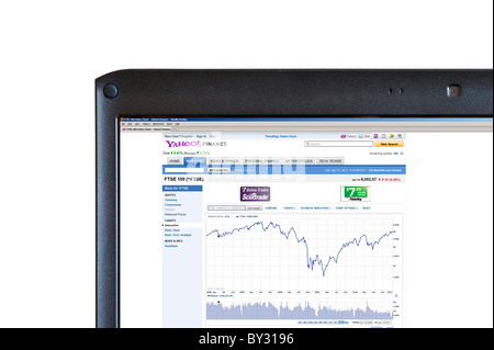 Blick auf 2006 bis 2010 5 jährigen Geschichte des FTSE 100 Index auf der Website von Yahoo Finance, UK Stockfoto
