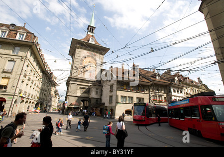 Der Uhrturm in der Altstadt, Bern, Schweiz Stockfoto