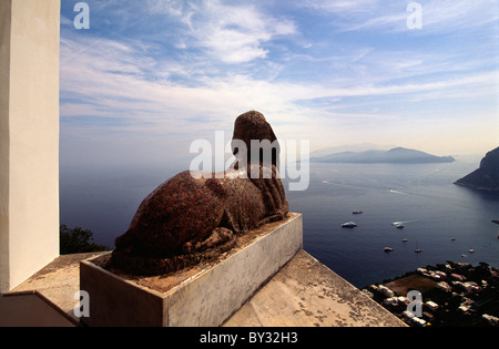 Villa San Michele in Anacapri, ägyptische Sphinx, Capri, Italien Stockfoto