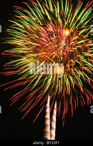 Feuerwerk Licht am Nachthimmel, Annapolis, Maryland, USA Stockfoto