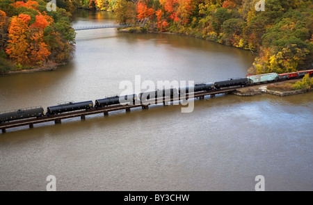 USA, New York, Bear Mountain, Luftaufnahme des Zuges See Stockfoto