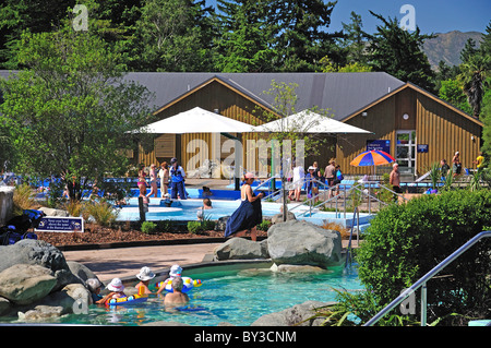 Hot Rock-Pools in Hanmer Springs Thermal Pools & Spa, Hanmer Springs, North Canterbury, Canterbury, Südinsel, Neuseeland Stockfoto