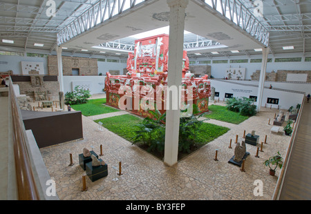 Skulpturenmuseum im Archelogischen Park Copán Ruinas. (Museo de Esculturas) Honduras. Stockfoto