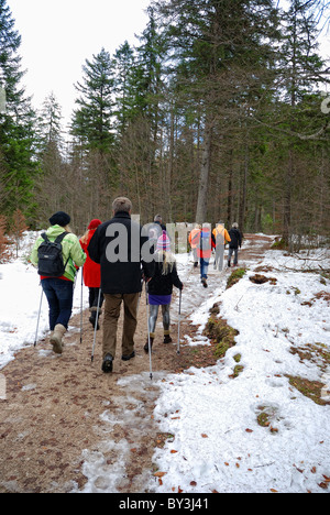 Gruppe von Wanderern in Mittenwald Gegend in Bayern Deutschland Stockfoto