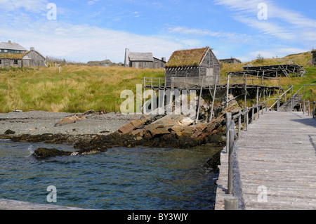 Eine frühe Neufundland Stil Siedler Kabine für die Kanadische CBC-TV-Serie Random Passage Filmset Trinity Bay Neufundland Kanada reproduziert Stockfoto