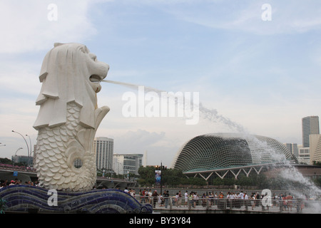 Merlion Statue am Merlion Park, Singapur Stockfoto