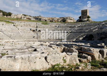 Siracusa. Sizilien. Italien. Griechische Theater. Parco Archeologico della Neapolis. Teatro Greco. Stockfoto