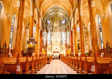 MONTREAL, Kanada - Montreal's Saint Patrick's Basilika. Von den französischen Missionaren im Jahr 1947 für die katholischen Iren in der Stadt Bevölkerung gebaut, es verfügt über beeindruckende und umfangreiche Verwendung von Holz intern. Stockfoto