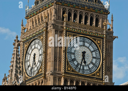 Ziffernblatt St Stephens Turm, Palast von Westminster, Häuser des Parlaments London Uk Big Ben Stockfoto