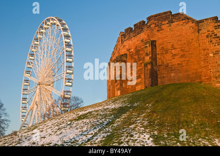 Das Riesenrad im Winter, Chester Castle, Chester, Cheshire, England, Vereinigtes Königreich Stockfoto