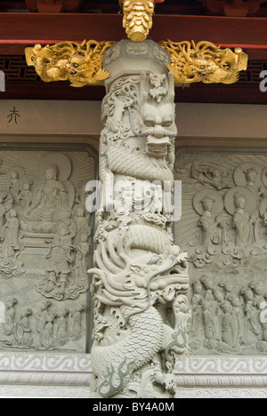 Stone Carving Säule der Drachen im Kaiyuan-Tempel, Quanzhou Stockfoto