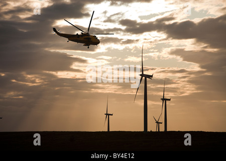 Schwarzes Gesetz-Windpark in der Nähe von Carluke in Schottland, Großbritannien. Stockfoto