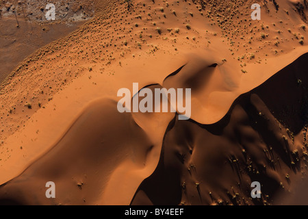 Luftaufnahme über Sanddünen, Namib-Wüste, Namibia Stockfoto