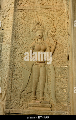 Relief in Angkor Wat Tempel Stockfoto