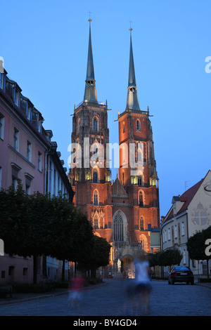 Kathedrale von St. Johns der Täufer bei Nacht, Breslau, Niederschlesien, Polen. Stockfoto