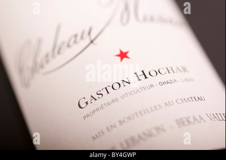 Chateau Musar libanesischen Weinetikett Closeup Stockfoto