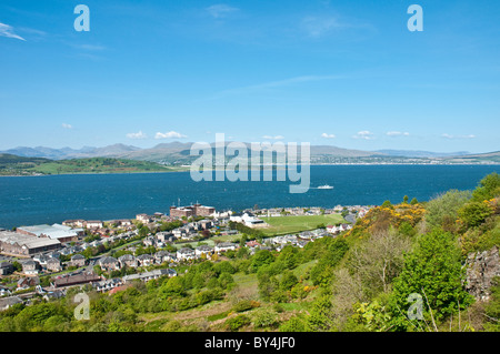 Blick vom Lyle Hill Greenock Inverclyde mit Blick auf den Fluss Clyde Schottland Stockfoto