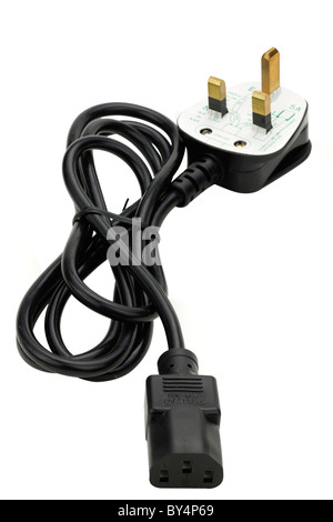 Drei Pin UK Black-Power-Kabel Stockfoto