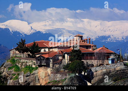 Das Kloster Aghia Triada ("Heilige Dreifaltigkeit"), in der Klosteranlage von Meteora. Trikala, Griechenland Stockfoto