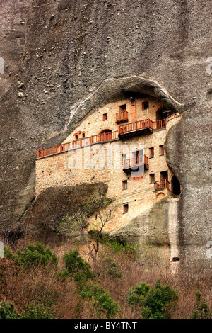 Eines der weniger bekannten Klöster von Meteora, Nikolaus von Badova (oder "Batova") Kloster. Trikala, Griechenland Stockfoto