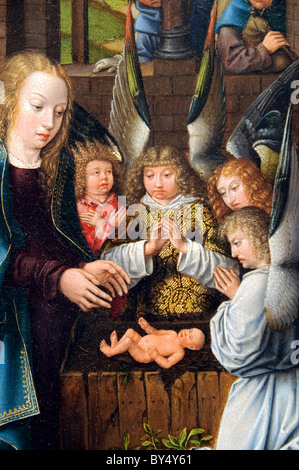 Detail: Die Anbetung der das Christkind (ca. 1510-20), durch die Werkstatt des Meisters von Frankfurt Stockfoto