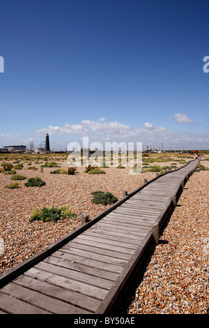 Fußweg zum Strand von Dungeness, Kent, von der Heritage Lottery Fund zur Verfügung gestellt. Stockfoto