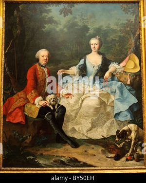 Graf Giacomo Durazzo (1717 – 1794) unter dem Deckmantel der ein Jäger mit seiner Frau von Martin van Meytens der jüngere Stockfoto