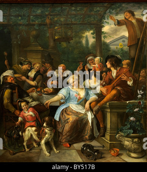 Fröhliche Gesellschaft auf einer Terrasse, ca. 1670, Jan Steen Stockfoto