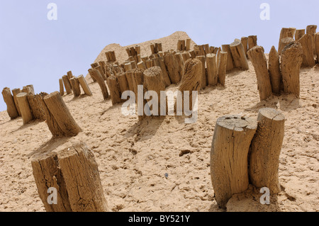 Detail des konischen Turms der Sankoré-Moschee in Timbuktu, Mali. Stockfoto
