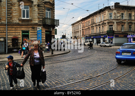 Straßenszene in Lemberg, Ukraine Stockfoto